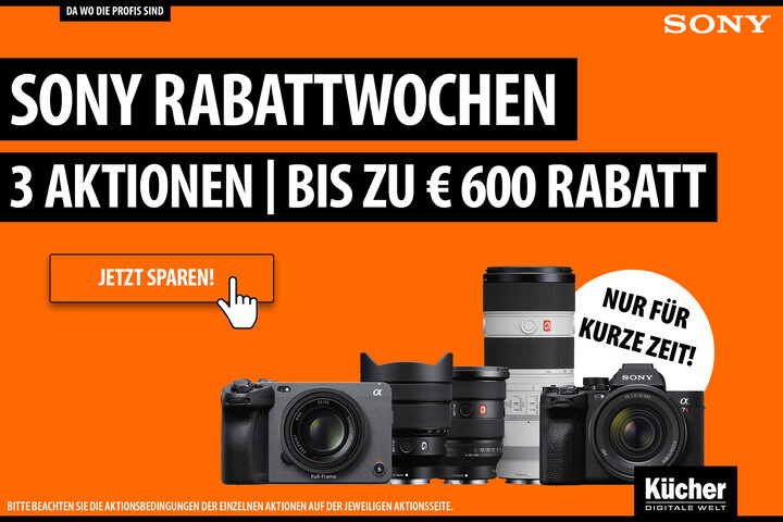 Sujet für die Sony Rabattwoche wo Sie bei 3 Aktionen bis zu 600€ Rabatt zahlen