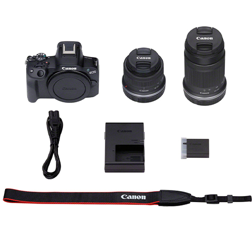 Canon EOS R50 Kit mit RF-S 18-45mm IS STM und RF-S 55-210mm IS STM schwarz