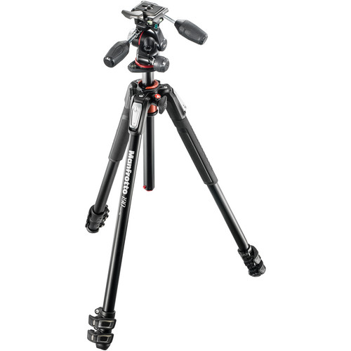 Manfrotto 190 Alu Stativ QPL mit XPRO 3-Wege-Neiger, 3 Segmente