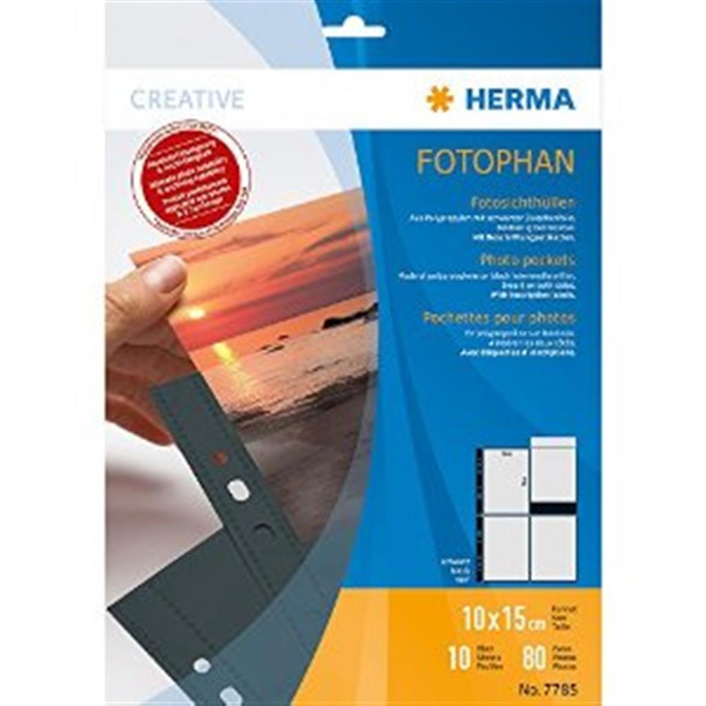 Herma 7785 Fotophan Fotosichthüllen 10x15 10 Hüllen schwarz